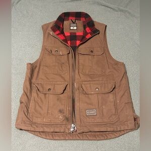 CE Schmidt Workwear Mens Duck Canvas Flannel Lined Utility Vest (MED)